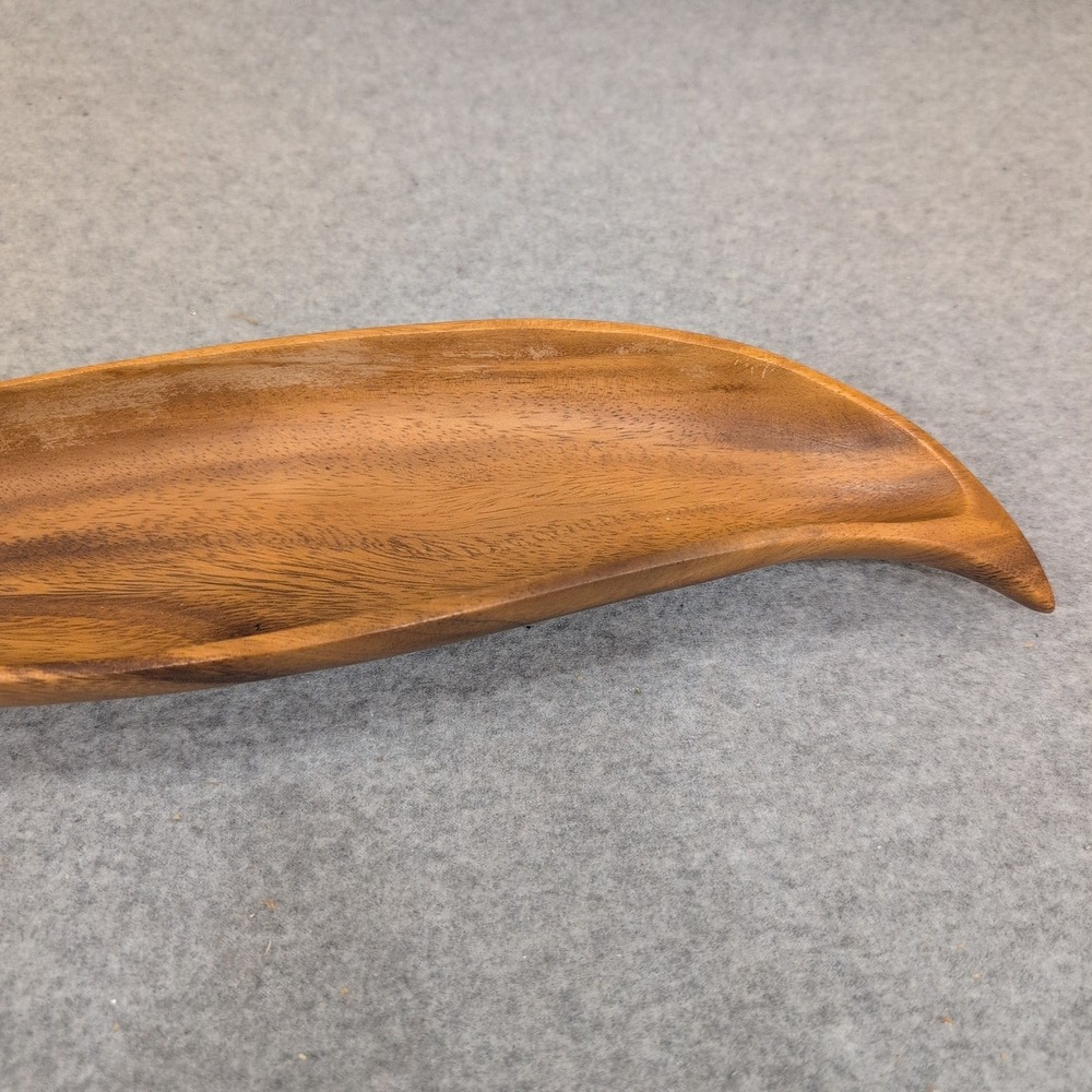 Philcraft Monkey Pod Wood Leaf Tray Hand Carved Philippines Brown - Picture 3 of 7